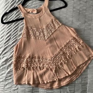 Astr lace detailed striped tank